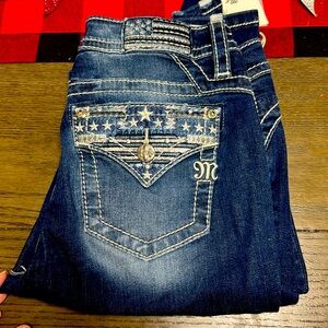 Miss Me Los Angeles Mid-Rise Boot Blue Sequin Jeans Size 30x34 NWT Stunning Pair